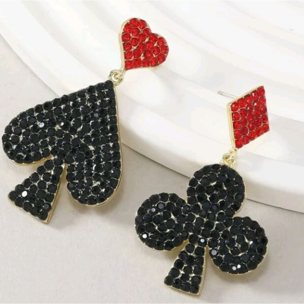 Spades Clubs Hearts Diamonds EARRINGS Poker Pokeno Playing Cards Bridge